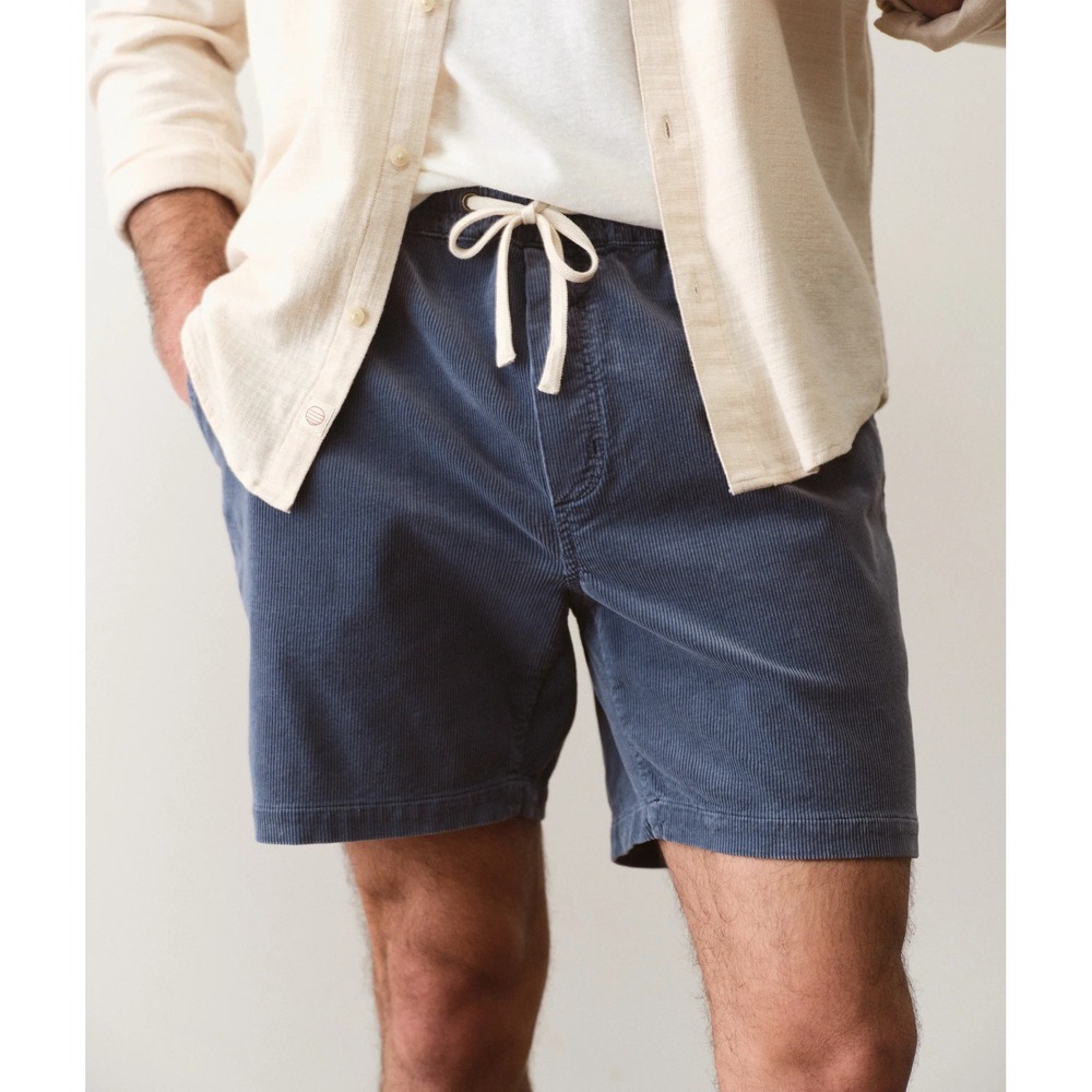 Marine Layer Mens Saturday Shorts Blue Corduroy Elastic Waist 5" Inseam XXL